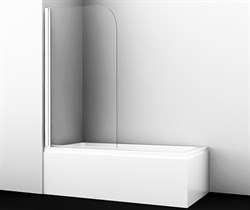 WASSERKRAFT Leine 35P01-80WHITE Стеклянная шторка на ванну, распашная, одностворчатая, закругленная, белый профиль, ширина 80 см, стекло прозрачное 6 мм - фото 34833