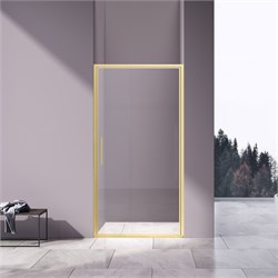 VINCEA Slim 8mm Душевая дверь распашная ширина 100 см, профиль - брашированное золото / стекло - прозрачное VDP-4SL100CLG - фото 351599