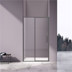 VINCEA Slim 8mm Душевая дверь распашная ширина 120 см, профиль - вороненая сталь / стекло - прозрачное VDP-4SL120CLGM - фото 351616