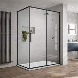 VINCEA Slim-U Душевой уголок прямоугольный размер 120x90 см, двери раздвижные, профиль - черный / стекло - прозрачное VSR-2SU9012CLB - фото 353070