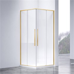 VINCEA Slim-N Душевой уголок прямоугольный размер 100x80 см, двери раздвижные, профиль - брашированное золото / стекло - прозрачное VSS-4SN8010CLG - фото 353146
