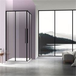 VINCEA Slim-N Душевой уголок прямоугольный размер 100x90 см, двери раздвижные, профиль - черный / стекло - прозрачное VSS-4SN9010CLB - фото 353162