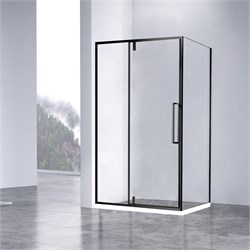 VINCEA Slim-N Душевой уголок прямоугольный размер 120x100 см, двери распашные, профиль - черный / стекло - прозрачное VSR-4SNP1012CLB - фото 353347