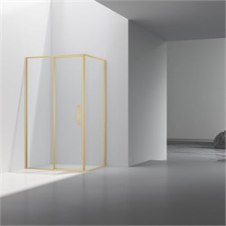 VINCEA Slim 8mm Душевой уголок прямоугольный размер 90x120 см, двери распашные, профиль - брашированное золото / стекло - прозрачное VSR-4SLP9012CLG - фото 353371