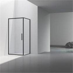 VINCEA Slim 8mm Душевой уголок квадратный размер 90x90 см, двери распашные, профиль - черный / стекло - прозрачное VSR-4SLP9090CLB - фото 353387