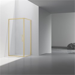 VINCEA Slim 8mm Душевой уголок квадратный размер 90x90 см, двери распашные, профиль - брашированное золото / стекло - прозрачное VSR-4SLP9090CLG - фото 353391