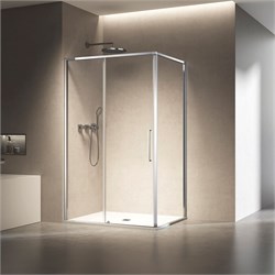 VINCEA Slim 8mm Душевой уголок прямоугольный размер 140x80 см, двери раздвижные, профиль - хром / стекло - прозрачное VSR-6SL8014CL - фото 353433