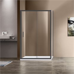 VINCEA Garda Душевой уголок прямоугольный размер 110x80 см, двери раздвижные, профиль - вороненая сталь / стекло - прозрачное VSR-1G8011CLGM - фото 353520