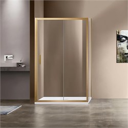 VINCEA Garda Душевой уголок прямоугольный размер 150x80 см, двери раздвижные, профиль - брашированное золото / стекло - прозрачное VSR-1G8015CLG - фото 353590