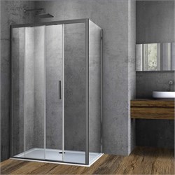 VINCEA Soft Душевой уголок прямоугольный размер 150x80 см, двери раздвижные, профиль - вороненая сталь / стекло - прозрачное VSR-3SO8015CLGM - фото 354102
