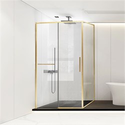 VINCEA Slim Soft Душевой уголок прямоугольный размер 130x80 см, двери раздвижные, профиль - брашированное золото / стекло - прозрачное VSR-1SS8013CLG - фото 354620