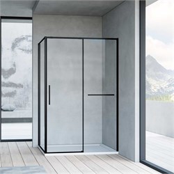 VINCEA Slim Soft Душевой уголок прямоугольный размер 140x90 см, двери раздвижные, профиль - черный / стекло - прозрачное VSR-1SS9014CLB - фото 354729