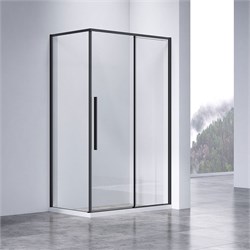 VINCEA Slim-N Душевой уголок прямоугольный размер 140x80 см, двери раздвижные, профиль - черный / стекло - прозрачное VSR-4SN8014CLB - фото 355114