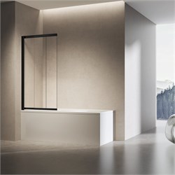 VINCEA VSB-6E Шторка на ванну раздвижная/распашная ширина 90 см, профиль - черный / стекло - прозрачное VSB-6E900CLB-L - фото 356276