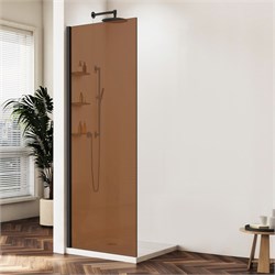 VINCEA Walk in WS Душевая перегородка ширина 90 см, профиль - черный / стекло - янтарь VSW-1HWS900GSB - фото 356442