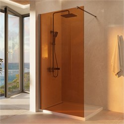VINCEA Walk in Душевая перегородка ширина 90 см, профиль - золото матовое / стекло - янтарь VSW-1H900GSG - фото 356583
