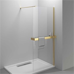 VINCEA Walk in HR Душевая перегородка ширина 90 см, профиль - брашированное золото / стекло - прозрачное VSW-4HR900CLG - фото 356629