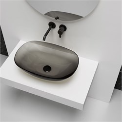 VINCEA Раковина прозрачная VBS-6T12B, 540*360*150, накладная, цвет черный VBS-6T12B