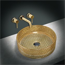 VINCEA Раковина стеклянная VBS-5GL05, 400*400*125, накладная, цвет золото VBS-5GL05