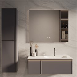 VINCEA База под раковину Elise 1000 подвесная, правая, 2 выкатных ящика soft close, серый матовый VMC-4EL100MG-R