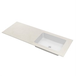 VINCEA Столешница из кварца с интегрированной раковиной VWTB-4LX140QBG-R, правая, бежевый VWTB-4LX140QBG-R