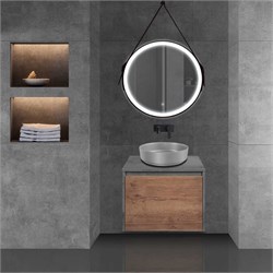 VINCEA База под накладную раковину Mesa 600 подвесная, 1 выкатной/1 скрытый ящик soft close, T.Oak + Beton VMC-2MS600TB