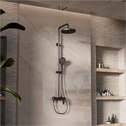 VINCEA Душевая стойка VSFS-413MB с изливом, черный матовый VSFS-413MB