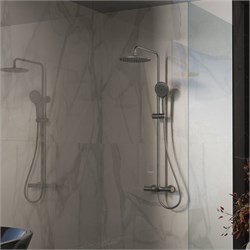 VINCEA Душевая стойка Rondo VSFS-1R1GM с изливом, вороненая сталь VSFS-1R1GM