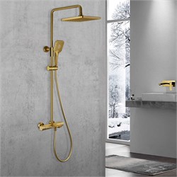 VINCEA Душевая стойка Next VSFS-1N1TBG термостатическая, брашированное золото VSFS-1N1TBG