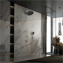 VINCEA Душевой комплект Inspire VSFW-3I22MT3GM встраиваемый, термостат, двухрежимный, вороненая сталь VSFW-3I22MT3GM - фото 360603