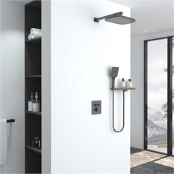 VINCEA Душевой комплект VSFW-321MT1RGM встраиваемый, термостат, двухрежимный, вороненая сталь VSFW-321MT1RGM - фото 361041