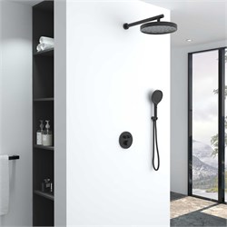 VINCEA Душевой комплект Inspire VSFW-3I22MT2MB встраиваемый, термостатический, двухрежимный, черный VSFW-3I22MT2MB - фото 361694