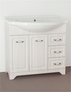 STYLE LINE Тумба с раковиной Style Line Олеандр-2 90 (3 ящ.) под умывальник Эльбрус 90, рельеф пастель ЛС-00000485