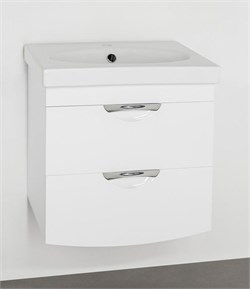 STYLE LINE Тумба с раковиной Style Line подвесная Жасмин 2 (2 ящ.), Комо 60, Люкс белая, PLUS ЛС-00000728