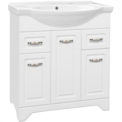 STYLE LINE Тумба с раковиной Олеандр-2 75 (2ящ.) под умывальник Байкал 75, белая ЛС-00000048