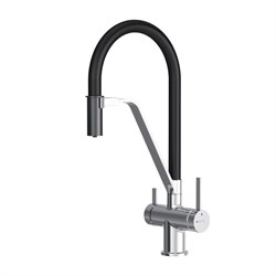 AM.PM Func Смеситель для кухни с каналом для питьевой воды и гибким изливом, хром,черн. излив F8F07802