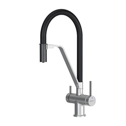 AM.PM Func Смеситель для кухни с каналом для питьевой воды и гибким изливом, сатин,черн. излив F8F07812