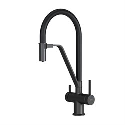 AM.PM Func Смеситель для кухни с каналом для питьевой воды и гибким изливом, черн.,черн. излив F8F07822