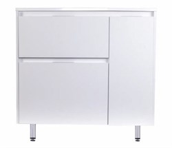 STYLE LINE El Fante Barcelona El Fante Тумба напольная "Барселона 90" левая (2 ящ.) с выкатной корзиной, Люкс белая, Plus СС-00002345