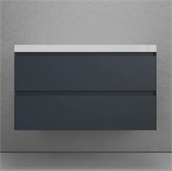 STYLE LINE Тумба подвесная "Манхэттен 100" ЭМАЛЬ под ASTI 100 2 ящика PLUS графит ЛС-00002357