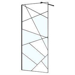 AZARIO Душевая перегородка Walk-in 1200x1950 в рамке, графический принт, толщина стекла 8 мм, профиль черный матовый (AZ-271-120-MB-CGP) AZ-271-120-MB-CGP