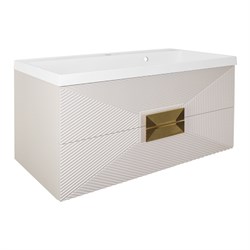 AZARIO Комплект ZENA Тумба 100/2 1000х450х585 подвесная, с раковиной CLASSIK 100, кашемир, ручка золото (CS00096979) CS00096979