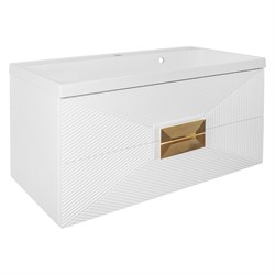 AZARIO Комплект ZENA Тумба 100/2 1000х450х585 подвесная, с раковиной CLASSIK 100, белый глянец, ручка золото (CS00097709) CS00097709