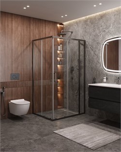 CEZARES Molveno Душевой уголок прямоугольный размер 110x90 см двери раздвижные профиль - оружейная сталь / стекло - прозрачное MOLVENO-AH-21-90+20-C-GM-IV