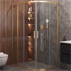 CEZARES Molveno Душевой уголок асимметричный размер 120x90 см двери раздвижные профиль - брашированное золото / стекло - прозрачное MOLVENO-RH-2-120/90-C-BORO-IV