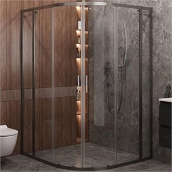 CEZARES Molveno Душевой уголок асимметричныый размер 120x110 см двери раздвижные профиль - оружейная сталь / стекло - прозрачное MOLVENO-RH-22-120/110-C-GM-IV