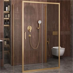 CEZARES Molveno Душевой уголок прямоугольный размер 140x90 см двери раздвижные профиль - брашированное золото / стекло - прозрачное MOLVENO-AH-12-140/90-C-BORO-IV