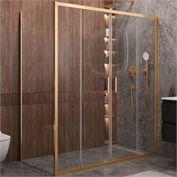 CEZARES Molveno Душевой уголок прямоугольный размер 170x90 см двери раздвижные профиль - брашированное золото / стекло - прозрачное MOLVENO-AH-2/1-170/90-C-BORO-IV