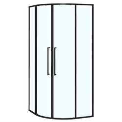 AZARIO Душевое ограждение SHANGHAI 1000х1000х1950 четверть круга, прозрачное стекло 6 мм, профиль черный матовый, двери раздвижные AZ-S43-100-MB-CL