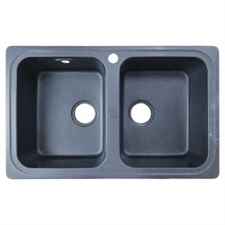 AZARIO Кухонная мойка Alba 780x490x190 двойная, искусственный мрамор, сифон в комплекте, цвет черный (CS00105217) CS00105217
